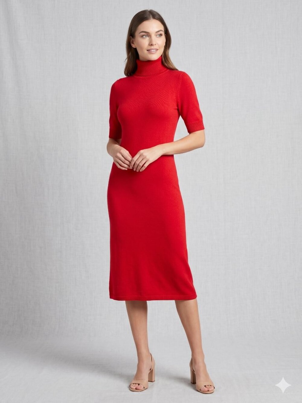 LAUREN Ralph Lauren Silk Cashmere Rib Knit‎ Mock Neck Dress